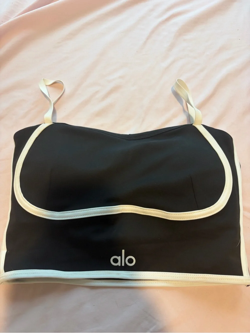 ALO Yoga Black Tank Top with White Trim
